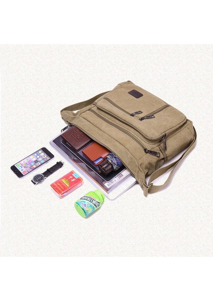 Moda Tuval Tek Omuz Çantası Erkek Kadın Unisex Seyahat Crossbody Çanta Açık Rahat Satchel Vintage Messenger Çanta (L) fırsatları