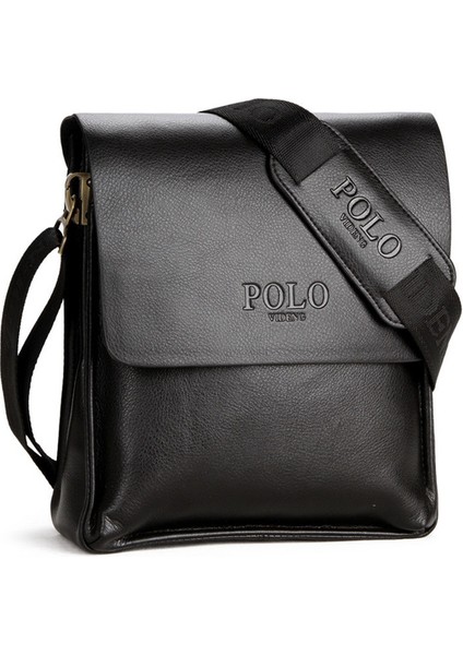 Retro Erkekler Pu Deri Satchels Omuz Çantası Iş Evrak Çantası Çanta Su Geçirmez Crossbody Çanta (Siyah)