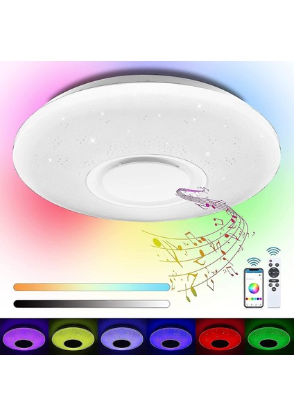 Lambalar Akıllı LED Tavan Işık 32 W 40.5 cm Tavan Lambası Bluetooth Hoparlör Rgb Renk Sıcaklığı