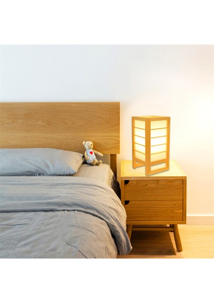 Japon Tarzı Art Deco Masa Lambası Basit Modern Ahşap LED Masa Lambası Scotch Yatak Odası Başucu Lambası Ev Dekor Masif Ahşap Bırak Işık | LED Masa Lambaları