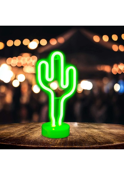 Relaxays LED Kaktüs Neon Tablo Için Masa ve duvar, Pille Çalışan, Parti Dekor ve Gece Lambası, Yeşil, Pp(Yurt Dışından)
