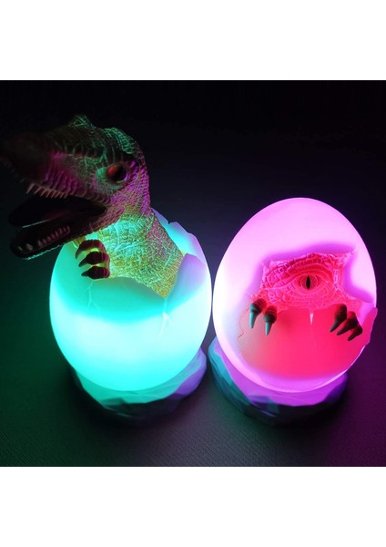 Bigmac USB Şarj Dinozor Masa Lambası 16 Renk Değiştirme Uzaktan ve dokunmatik Kontrol T-Rex Dinozor Yumurta 3D Gece Lambası, Jurassic Meraklıları (T R