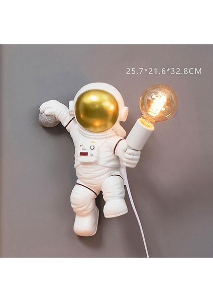 Modern Astronot Masa Lambası Art Deco Reçine Lamba Masa Yatak Odası Lamba Yaratıcı Oturma Odası Loft Dekorasyon Uzay Adam Masası Işık LED (Duvar Lambası Altın)