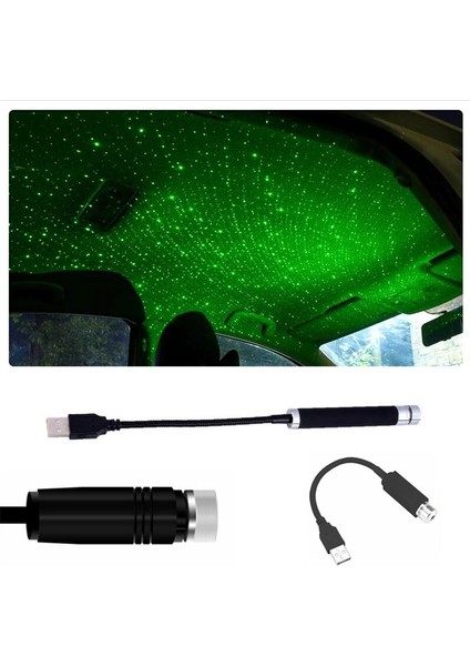 Tak ve Çalıştır Araba ve Ev Çatı Yeşil Yıldız Işıkları Projektör Tavan Romantik USB Gece Light Yıldızlı Gökyüzü Atmosfer Ortam