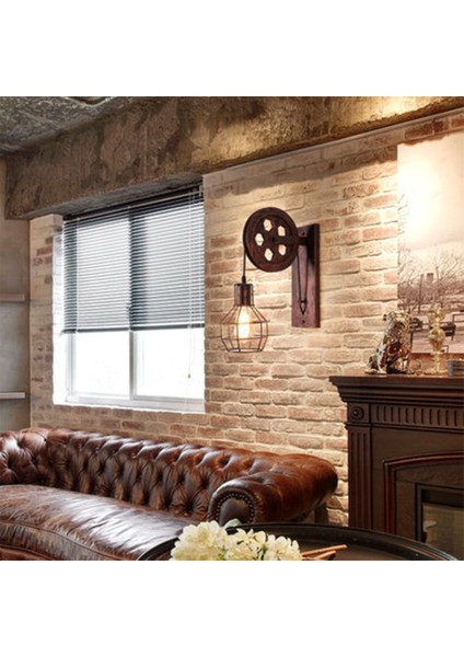 Duvar Lambası Endüstriyel Stil Retro Duvar Lambası Ferforje Kasnak Duvar Lambası Restoran Otel Oda ve Kahvaltı Koridor Koridor Lambası