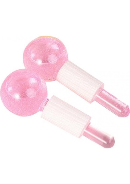 Yüz Buz Topu Masaj Aracı Buz Rulo Küre Yatıştırıcı Kızarıklık 2 Adet (Pembe) (Yurt Dışından)