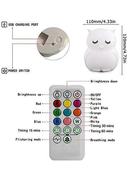 Renkli Çocuk Gece Lambası, Dokunmatik Işık LED Gece Lambası, 9 Renkler USB Şarj Edilebilir Hassas Lamba, Silikon Lamba, Başucu Lambası, Işık Atmosfer, Iç Mekan Aydınlatma, Yatak Odası, (Beyaz)