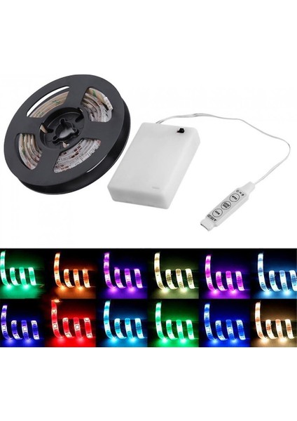 4.5 V Pil Işletilen 200 cm Rgb LED Şerit Işık Su Geçirmez Zanaat Hobi Işık