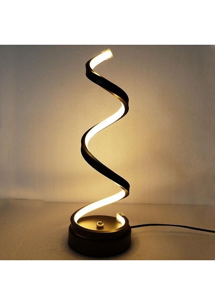 Modern LED Spiral Masa Lambası Kavisli Masa Başucu Lambası Serin Beyaz Sıcak Beyaz Işık Oturma Odası Yatak Odası Okuma Işığı Için (Abd Fiş)