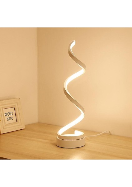 Modern LED Spiral Masa Lambası Kavisli Masa Başucu Lambası Serin Beyaz Sıcak Beyaz Işık Oturma Odası Yatak Odası Okuma Işığı Için (Abd Fiş)