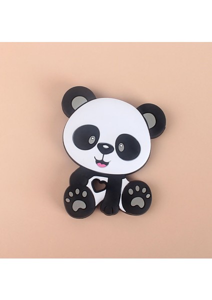 5 Adet Panda Silikon Hayvan Bebek Diş Kaşıyıcı Kemirgen Yenidoğan Çiğneme Emzik Zincir Aksesuarları Diş Hediye | Bebek Dişleri (Gri)
