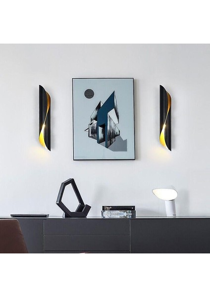 Kuzey Avrupa Oturma Odası Başucu Dolabı Duvar Lambası LED Merdiven Koridor Modern Minimalizm Kişilik Dekoratif Aydınlatma (Sıcak Işık) (Siyah)