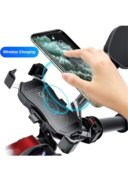 15 W Kablosuz Şarj Motosiklet Telefon Tutucu IP66 Qc3.0 Şarj Cihazı ile Su Geçirmez Moto Bisiklet Gidon Inceleme Telefon Desteği Dağı | Telefon Tutucular ve duruş modelleri
