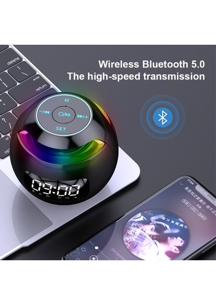 Taşınabilir Bluetooth Hoparlör Çalar Saat Mini Subwoofer Kart Radyo Küçük Hoparlör Telefon Ses Saat Hoparlör | Taşınabilir Hoparlörler (Siyah)