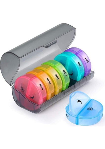 Homemiyn Haftalık Hap Organizer 7 Gün Günde 2 Kez 2 Kez, Haplar / Vitamin / Balık Yağı / Takviyeleri Için Büyük Günlük Hap Kılıfları Pillboxes (14.5x6.5x6.5cm) (Gri) (Yurt Dışından)