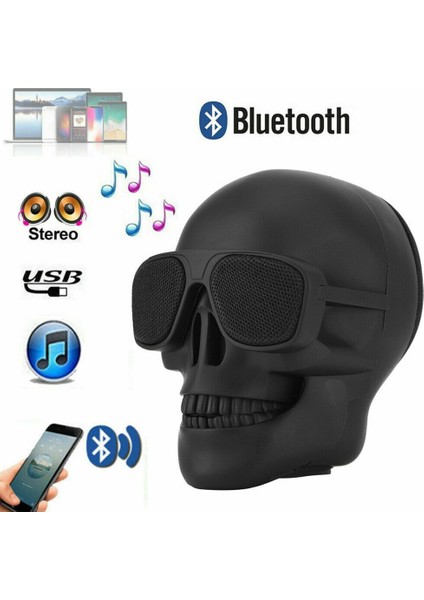 Kablosuz Bluetooth Hoparlör Kafatası Hoparlör Taşınabilir Mini Stereo Ses Hd Benzersiz Bas HOPARLÖRLER5W Ses Müzik Çalar Destek Tf Kart | Taşınabilir Hoparlörler (Siyah)