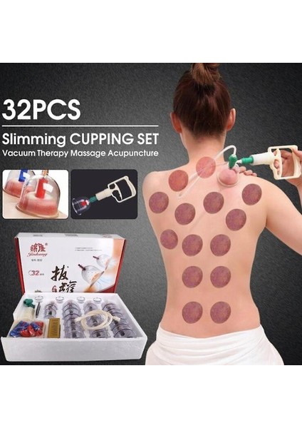 32 Bardak Çukurluğu Seti ile Pompa Hijama Çukurluğu Terapi Seti Akupunkturkun Masaj Kiti Profesyonel Çin Vakum Vantuz fiyatları