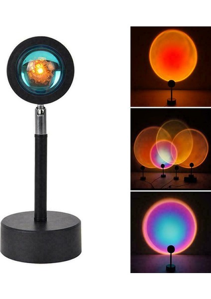 USB Gökkuşağı Günbatımı Kırmızı Projektör LED Gece Lambası Güneş Projeksiyon Masa Lambası Yatak Odası Bar Için Kahve Mağazası Duvar Dekorasyon Aydınlatma(Yurt Dışından)