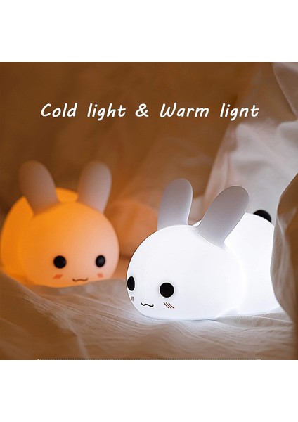 LED Gece Lambası Çocuk Silikon LED Gece Lambası Paskalya Deco ile Dokunmatik Anahtarı Taşınabilir USB Şarj Sürümü Tavşan Gece Lambası Bebek Odaları, Yatak Odaları, Oturma Odaları, Kamp, (Beyaz) fırsatları