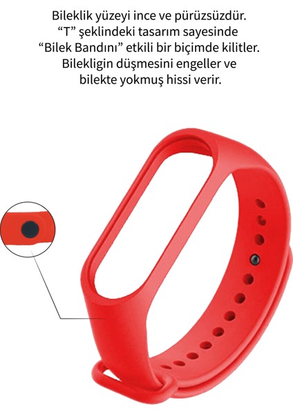 Deilmi Xiaomi Mi Band 3 4 Uyumlu Çelik Tokalı Spor Delikli Silikon Loop Kordon Kayış