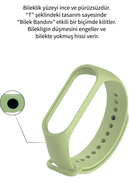 Deilmi Xiaomi Mi Band 3 4 Uyumlu Su Yeşili Çelik Tokalı Spor Delikli Silikon Loop Kordon Kayış