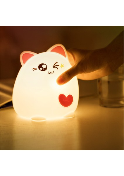 LED Gece Lambası Kedi Hayvan USB Şarj Silikon Karikatür Kreş Lambası Bebek Gece Lambası Çocuk Doğum Günü Hediyesi Oyuncak | LED Gece Işıkları (Pat Stil)