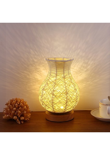Modern USB Masa Lambası Ahşap Gölge 5 W Dekorasyon Gece Masa Işık Vazo Kavanoz Çiçek Tutucu Yemek Odası Oturma Odası Sıcak LED | LED Masa Lambaları