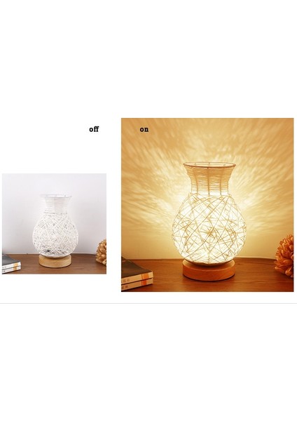 Modern USB Masa Lambası Ahşap Gölge 5 W Dekorasyon Gece Masa Işık Vazo Kavanoz Çiçek Tutucu Yemek Odası Oturma Odası Sıcak LED | LED Masa Lambaları