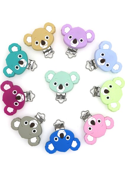 10 Adet Mix Renk Koala Silikon Emzik Klip Dıy Bebek Diş Çıkarma Diş Kaşıyıcı Kolye Boncuk Aracı Nurs Hediye Yuvarlak Kalp Aksesuarları | Bebek Dişçileri