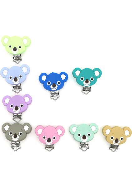 10 Adet Mix Renk Koala Silikon Emzik Klip Dıy Bebek Diş Çıkarma Diş Kaşıyıcı Kolye Boncuk Aracı Nurs Hediye Yuvarlak Kalp Aksesuarları | Bebek Dişçileri