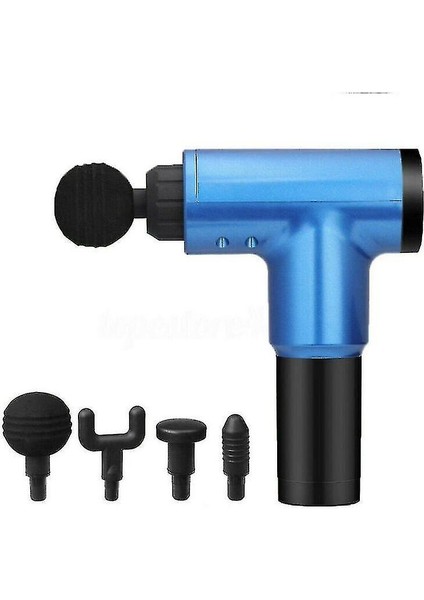 4 Kafa, 6 Dişliler Elektrikli Kas Masaj Tabancası (Mavi) (Yurt Dışından)