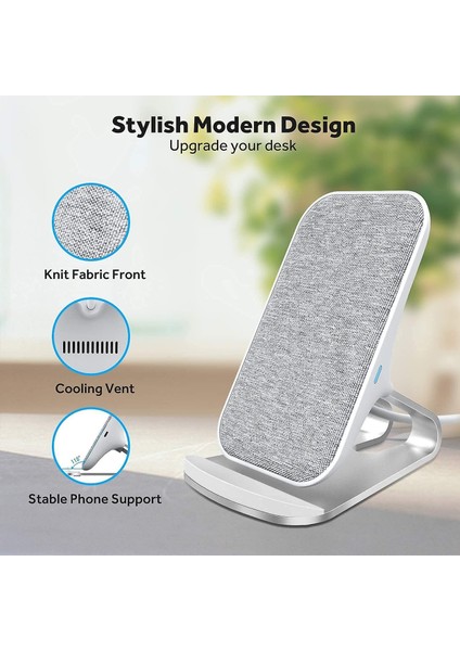 10W Kablosuz Şarj iphone 11 / Xr / Xs / Xs Max / x / 8 / Se 2020 ve Samsung Galaxy S20 / S10 / S10 + / S9 / S9 + NOTE10, Vb, (Gri) (Yurt Dışından) fiyatları
