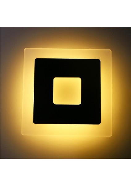 18 W Duvar Lambası LED Kare Akrilik Yatak Odası Oturma Odası Lamba Merdiven Koridor Duvar Lambası (Sıcak Işık)(Yurt Dışından)