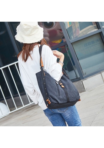 35 cm Didabear Marka Tuval Tote Çanta Kadın Çanta Kadın Tasarımcı Büyük Kapasiteli Eğlence Omuz Çantaları Büyük Seyahat Çantaları Bolsas | Omuz Çantaları (Siyah) fiyatları
