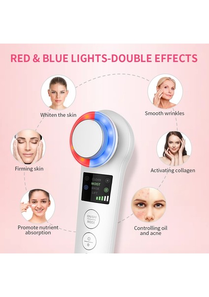 Yüz Masajı Için Güzellik Yüz Masajı Ultrasonik Cilt Bakım Araçları Kriyoterapi Yüz Zayıflama Cihazı Yüz Spa Güzellik Makinesi | LED Maske (Beyaz) (Yurt Dışından)