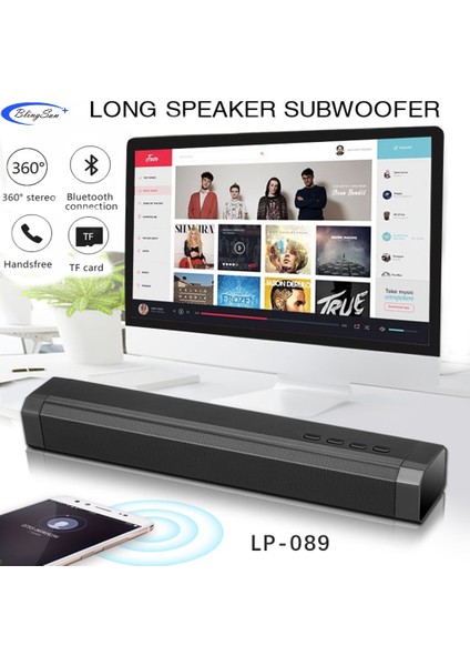 Siyah Büyük Güç Taşınabilir Kablosuz Bluetooth Hoparlör Stereo Soundbar Mini Sütun Subwoofer Tf Fm ile Pc Bilgisayar Tv Telefonu Için | Taşınabilir Hoparlörler