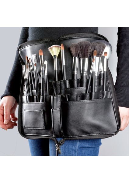 Sanatçı Profesyonel Makyaj Fırça Bel Çantası Büyük Kapasiteli Pu Kozmetik Paketi Taşınabilir Çok Cepler Çanta Kemer Kayışı ile | Kozmetik Çanta ve davalar modelleri