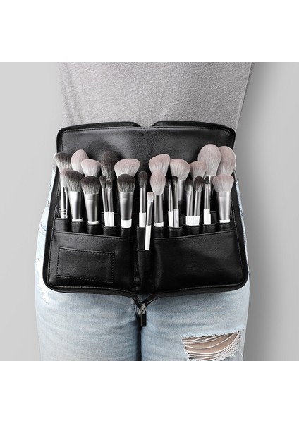 Sanatçı Profesyonel Makyaj Fırça Bel Çantası Büyük Kapasiteli Pu Kozmetik Paketi Taşınabilir Çok Cepler Çanta Kemer Kayışı ile | Kozmetik Çanta ve davalar fırsatları