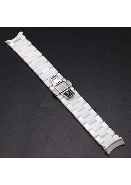 Armani Beyaz Üstün Seramik Watch Band Erkekler Için Katı Çelik Dağıtım Toka Yüksek Kaliteli Kavisli Uç Bilezik | Izle Bantları (Yurt Dışından)