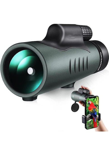 Konsept Monoküler Teleskop Su Geçirmez 12X42 Hd Cep Telefonu Uzaktan Tüp ile Telefon Klip, (Yeşil) (Yurt Dışından)