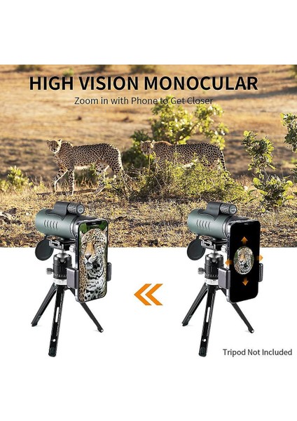 Konsept Monoküler Teleskop Su Geçirmez 12X42 Hd Cep Telefonu Uzaktan Tüp ile Telefon Klip, (Yeşil) (Yurt Dışından)