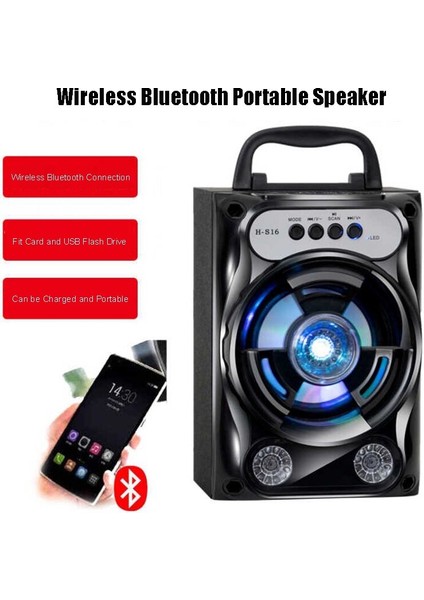 Taşınabilir Karaoke Hoparlör Kablosuz Bluetooth Hoparlör Sistemi Bas Subwoofer Mikrofon Desteği Eller Serbest / USB / Tf Kart / Aux / Fm | Taşınabilir Hoparlörler (Siyah) (Yurt Dışından)