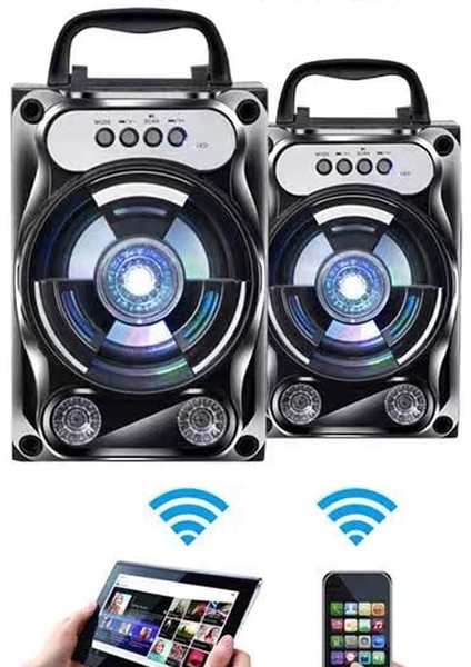 Taşınabilir Karaoke Hoparlör Kablosuz Bluetooth Hoparlör Sistemi Bas Subwoofer Mikrofon Desteği Eller Serbest / USB / Tf Kart / Aux / Fm | Taşınabilir Hoparlörler (Siyah) (Yurt Dışından)