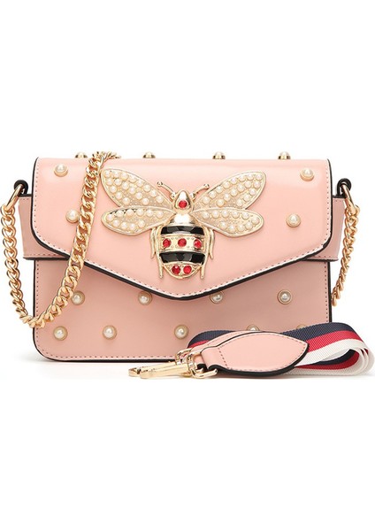 Yeni Inci Bal Arı Çanta Çok Yönlü Mizaç Tek Omuz Messenger Çanta Tatlı Lady Moda Çantası (Pembe) (Yurt Dışından)
