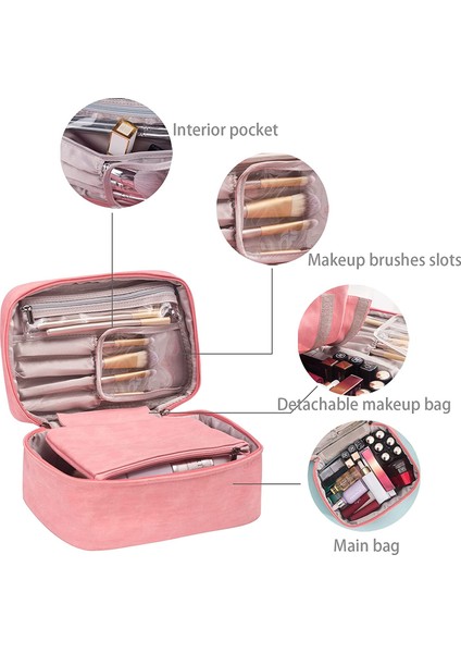Büyük Kapasiteli Profesyonel Kozmetik Çantası - Pembe (Yurt Dışından) fırsatları