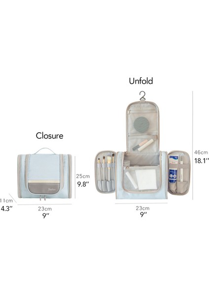 Gökyüzü Mavi Büyük Kapasiteli Bayanlar Seyahat Kozmetik Çantası Essentials Asılı Banyo Saklama Çantası (11 cm * 23 cm * 25 Cm) (Yurt Dışından) fiyatları