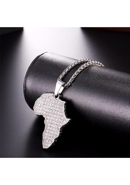 (Rhinestone-Steel) Erkek Kadınlar Afrika Haritası Kolye Kolye Horus Göz / Buzlu Out / Etnik Desen Hip Hop Takı modelleri