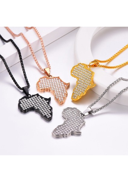 (Rhinestone-Steel) Erkek Kadınlar Afrika Haritası Kolye Kolye Horus Göz / Buzlu Out / Etnik Desen Hip Hop Takı fırsatları