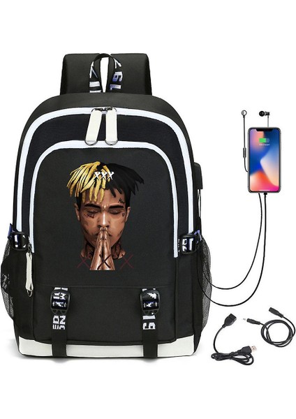 Tentacion Sırt Çantası Öğrenci Okul Çantası Bilgisayar Çantası (Siyah)