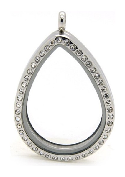 Waterdrop Şekli Manyetik Paslanmaz Çelik Yüzer Madalyon Kolye Yaşam Bellek Yüzer Charms Locket Kadınlar Için 5 Adet | Kolye (Yurt Dışından)